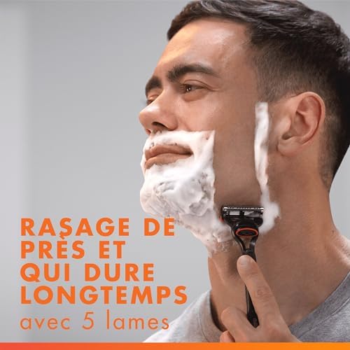 Gillette Recharges de Rasoir Fusion5 pour Hommes Authentiques, Lot de 12 Bandes Lubrifiantes 5 Lames Rasage Hommes Effic